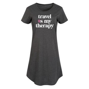 Women's - Instant Message - Travel Is My Therapy Graphic T-shirt Dress - 1 of 4