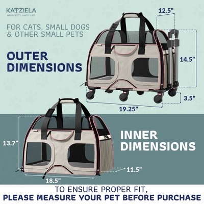 White and Pink Soft-Sided Rolling Pet Carrier with Telescopic Handle