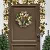 24 Inch Lighted Christmas Wreath,Pre-Lit Christmas Wreath with Pinecones and Gold Accents,Warm White Light Outdoor Pine Wreath for Front Door, Window - 4 of 4