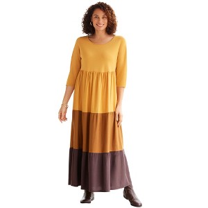 Woman Within Plus Size Colorblock Tiered Dress - 1 of 4