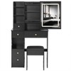 PAGED 29.2" Left Drawer Vanity Desk Makeup Table with Sliding Mirror, Cushioned Stool for Bedroom, Living Room - 4 of 4
