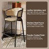 LeisureMod Ervilla Wicker Bar Stool with Grey Leather Fabric Seat and Black Steel Frame, Counter Height Seating - 4 of 4