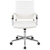 Emma and Oliver Mid-Back White LeatherSoft Ribbed Executive Swivel Office  Chair - Desk Chair