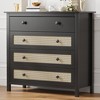 ChicFurnit Utility Storage Cabinets 4 Drawers Rattan Storage Cabinet Floor Cabinet Accent Cabinet for Home Living, Black, 45"*19"*7" - 2 of 4