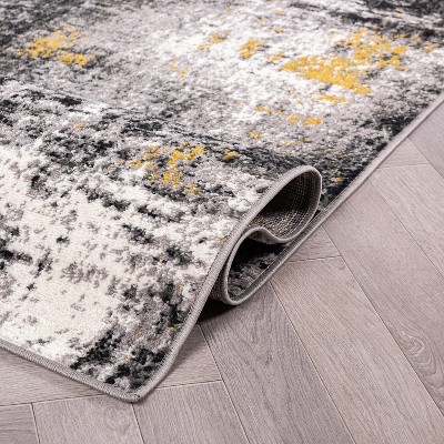 Adare Yellow and Gray Abstract 5' x 7' Synthetic Area Rug
