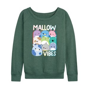 Women's - Squishmallows - Mallow Vibes Lightweight French Terry Wide Neck Long Sleeve Shirt - 1 of 4