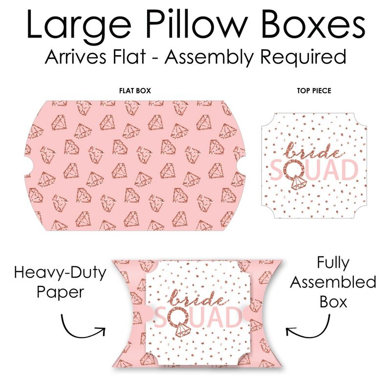 Big Dot of Happiness Bride Squad - Favor Gift Boxes - Rose Gold Bridal Shower or Bachelorette Party Large Pillow Boxes - Set of 12, 5 of 8