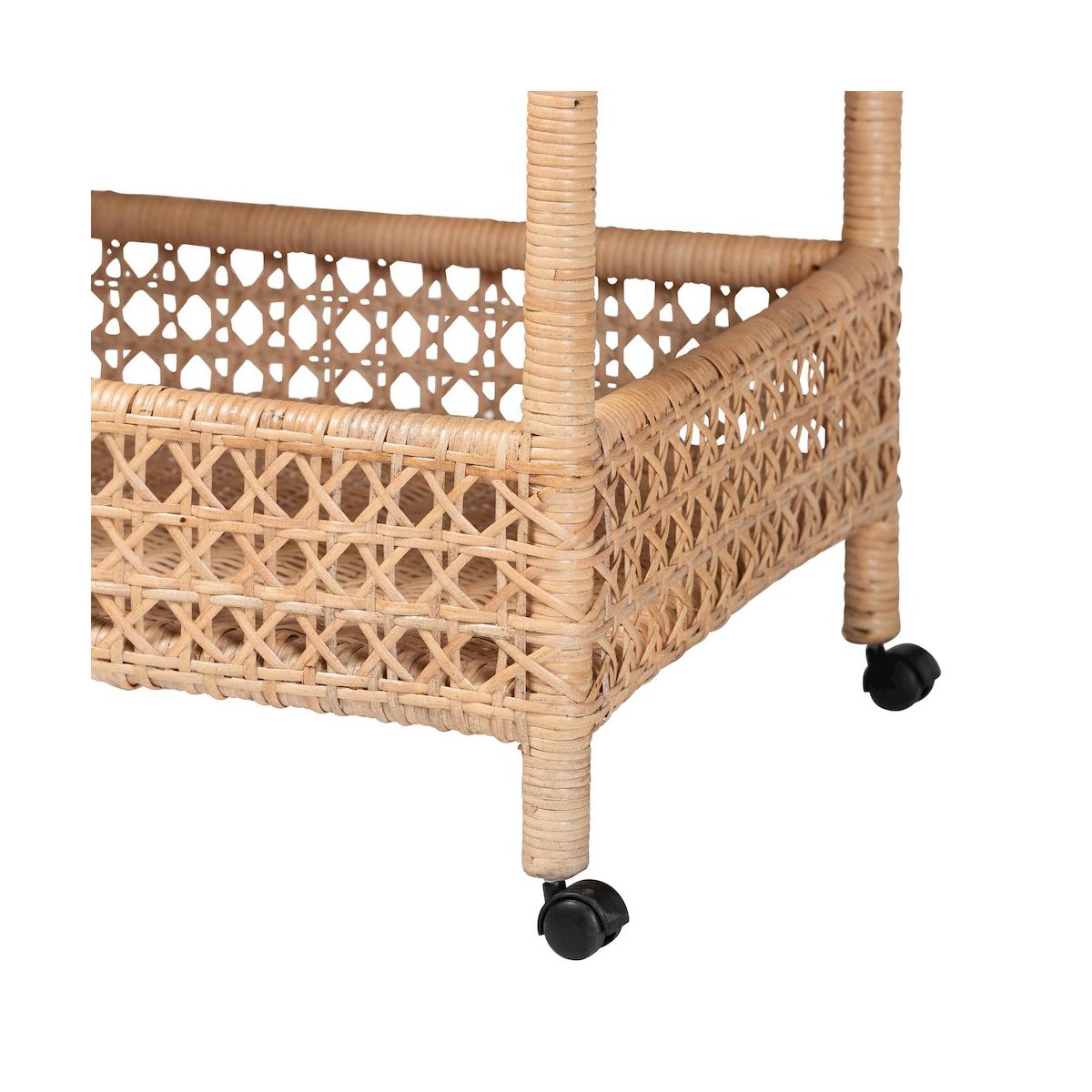 bali & pari,Alaina Natural Rattan Kitchen Cart - 2-Tier Handwoven Wicker Storage Trolley - thumbnail 5