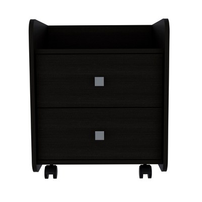 GlasFlength Nightstands Modern Nightstand Bedroom Nightstand Bedside Table with 2 Drawers for Living Room, Black, 15.74"*18.22"*21.88"