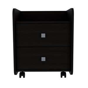 GlasFlength Nightstands Modern Nightstand Bedroom Nightstand Bedside Table with 2 Drawers for Living Room, Black, 15.74"*18.22"*21.88" - 1 of 4