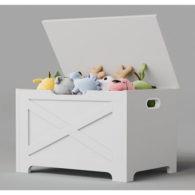 39.4in / 23.6in Storage Chest, Wooden Storage Bench With 2 Safety Hinges, Easy Assembly, Large Toy Chest for Entryway, Living Room, Bedroom