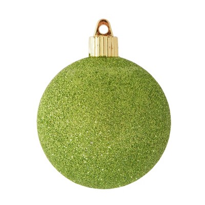 Christmas by Krebs 8ct Lime Green Shatterproof Glitter Christmas Ball Ornaments 3.25" (80mm)