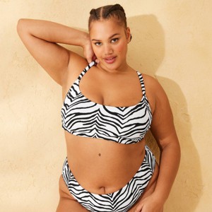 Women's Textured Bralette Bikini Top - Wild Fable™ Black/White Zebra Print - 1 of 3