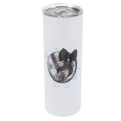 Elanze Designs 20 Ounce Stainless Steel On the Go Travel Tumbler With Push Top Lid, Baseball Teal Paint Splatter