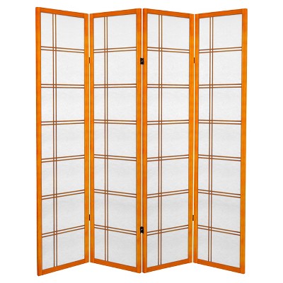 6 ft. Tall Canvas Double Cross Room Divider - Honey (4 Panels)