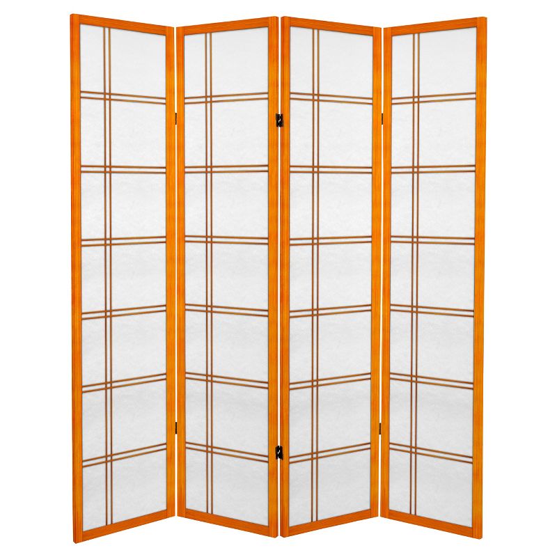 6 ft. Tall Canvas Double Cross Room Divider - Honey (4 Panels), 1 of 6