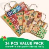 Joyfy 24pcs Christmas Kraft Gift Bags, Xmas Holiday Present Wrap Bags with Twine Handles for Xmas Goodie Decoration Party Supplies - 3 of 4