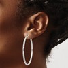 Black Bow Jewelry 2mm, Sterling Silver, Diamond Cut Geometric Hoops - 55mm (2 1/8 Inch) - 3 of 4