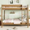Whisen Twin Over Twin Bunk Bed with Boucle Upholstered Headboard and Footboard, Ladder, Safety Guardrails - Natural - 3 of 4