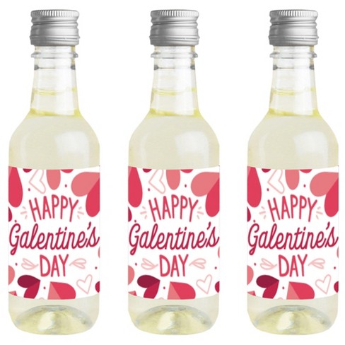 Set of 4 Wine Bottle Label Stickers Valentines Day Gift for Women and Men Big Dot of Happiness Be My Galentine 