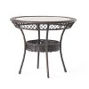 Osparple Round Patio Table,Wicker Outdoor Dining Table with Tempered Glass Tabletop and Open Shelf for 2/4,Brown - 2 of 4