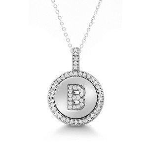 Bella Silver Sterling Silver Micro Pave Circle 18" Pendant Necklace - Available Colors: Silver, Gold - 1 of 2
