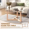 Modern Cocktail Table Round Glass Coffee Table, Base & Tempered Glass Top for Living Room, - 2 of 4