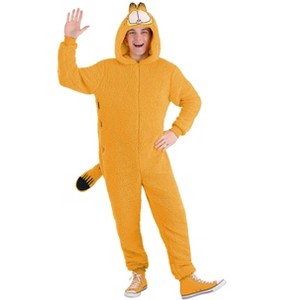 HalloweenCostumes.com S   Authentic Garfield Halloween Costume for Adults | Garfield Cat Jumpsuit for Dress-Up or Cosplay, Black/White/Orange - 1 of 4