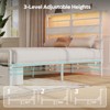 Pinmoco Bed Frame with 49.2 inch High LED Storage Headboard and 2 Drawers, Metal Platform Bed with Charging Station, Height Adjustable - 3 of 4
