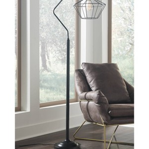 Makeika Metal Floor Lamp Black - Signature Design by Ashley: Modern Standing Light for Living Room, UL Listed, 60W - 1 of 3