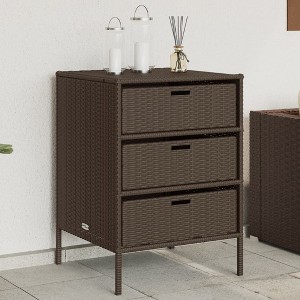 vidaXL Patio Storage Cabinet Brown 21.7"x23.2"x31.5" Poly Rattan - 1 of 4