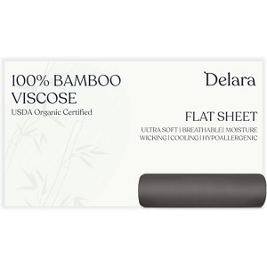 Delara 100% Organic Viscose Derived from Bamboo - Ultra-Soft, Cooling, and Moisture-Wicking, Luxury Flat Bed Sheet for Hot Sleepers - 1 of 4