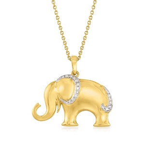 Ross-Simons 18kt Gold Over Sterling Silver Elephant Pendant Necklace With Diamond Accent - 1 of 4