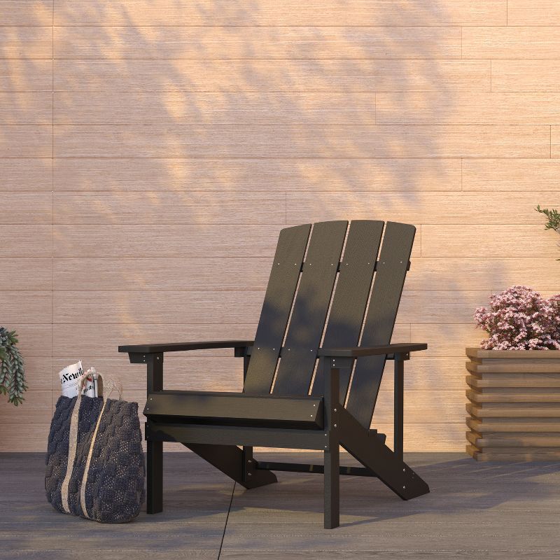 Merrick Lane Azure Adirondack Patio Chairs With Vertical Lattice Back And Weather Resistant Frame, 3 of 18