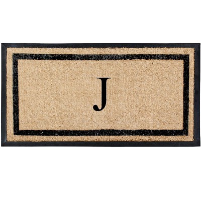 A1HC Natural Coir & Rubber Doormat for Outdoor Indoor Entrance, Long Lasting Easy to Clean Front Door Mat 24x48, Monogrammed
