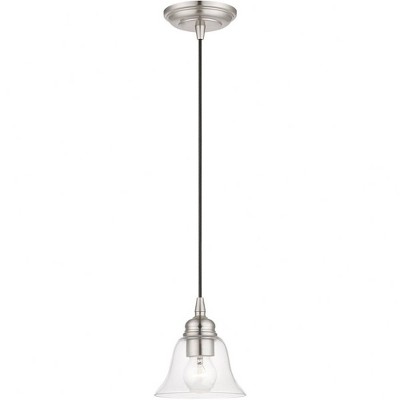 Brushed Nickel Hand-Blown Glass Indoor/Outdoor Pendant Light