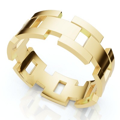 Pompeii3 Men's Calvin 8mm Interlocked Wedding Band 10k Gold Band