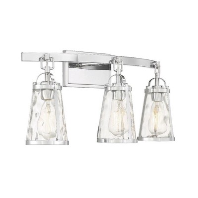 Albany Polished Chrome 3-Light Vanity with Water Glass Shades