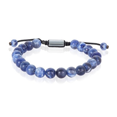 Crucible Men's Sodalite Stone Bead Adjustable Bracelet (8mm)