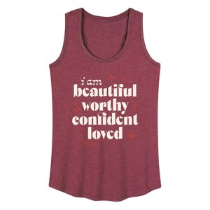 Women's - Instant Message - Beautiful Worthy Confident Loved Graphic Racerback Tank - 1 of 4