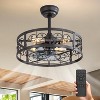 Airsurfer 20" Black Caged Ceiling Fan with Light, 7 ABS Blades, 4 E26 Sockets, DC Motor, Remote Control, 6 Speeds, 4"&8" Downrods Included - 3 of 4