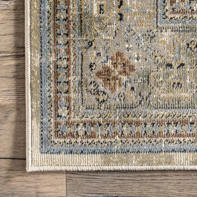 Elegant Beige Synthetic 3'x5' Traditional Medallion Area Rug