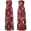 Women Strapless Maxi Boho Vintage Summer Beach Floral Print Hawaiian Party Long Dress - 4 of 4