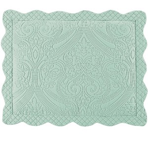 Collections Etc Luxe Textured Diamond Design Scalloped Edge Pillow Sham - 1 of 3