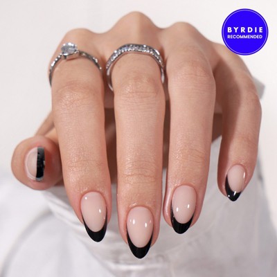 BTArtboxnails Black French Almond Nails - Press On Nails