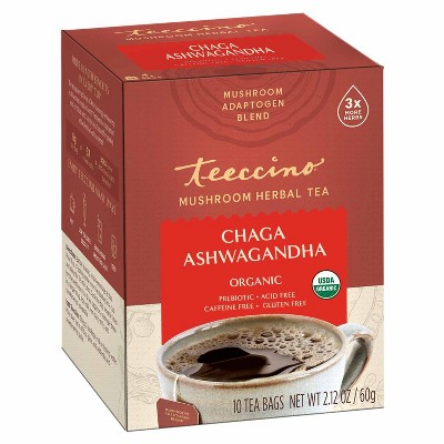 Teeccino Chaga Ashwagandha Butterscotch Cream Mushroom Herbal Tea, Prebiotic, Caffeine Free, Gluten Free, Herbal Tea