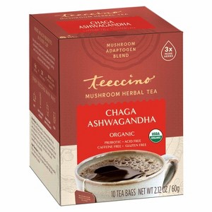 Teeccino Chaga Ashwagandha Butterscotch Cream Mushroom Herbal Tea, Prebiotic, Caffeine Free, Gluten Free, Herbal Tea - 1 of 4