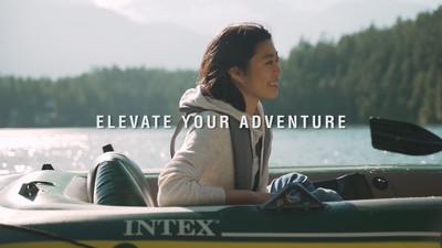 Intex 5-Person Gray Inflatable Fishing Boat Set with Motor