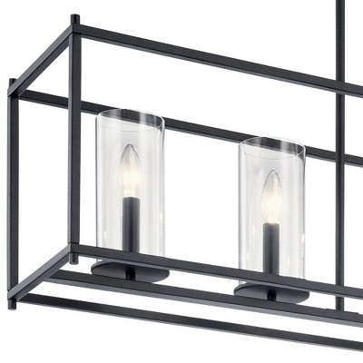 Crosby 41'' Black Steel Linear Chandelier with Clear Glass Shades