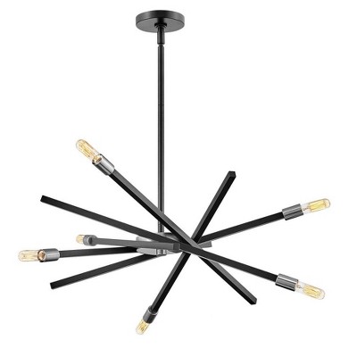 Mini Sputnik Satin Black 6-Light Chandelier with Articulating Arms